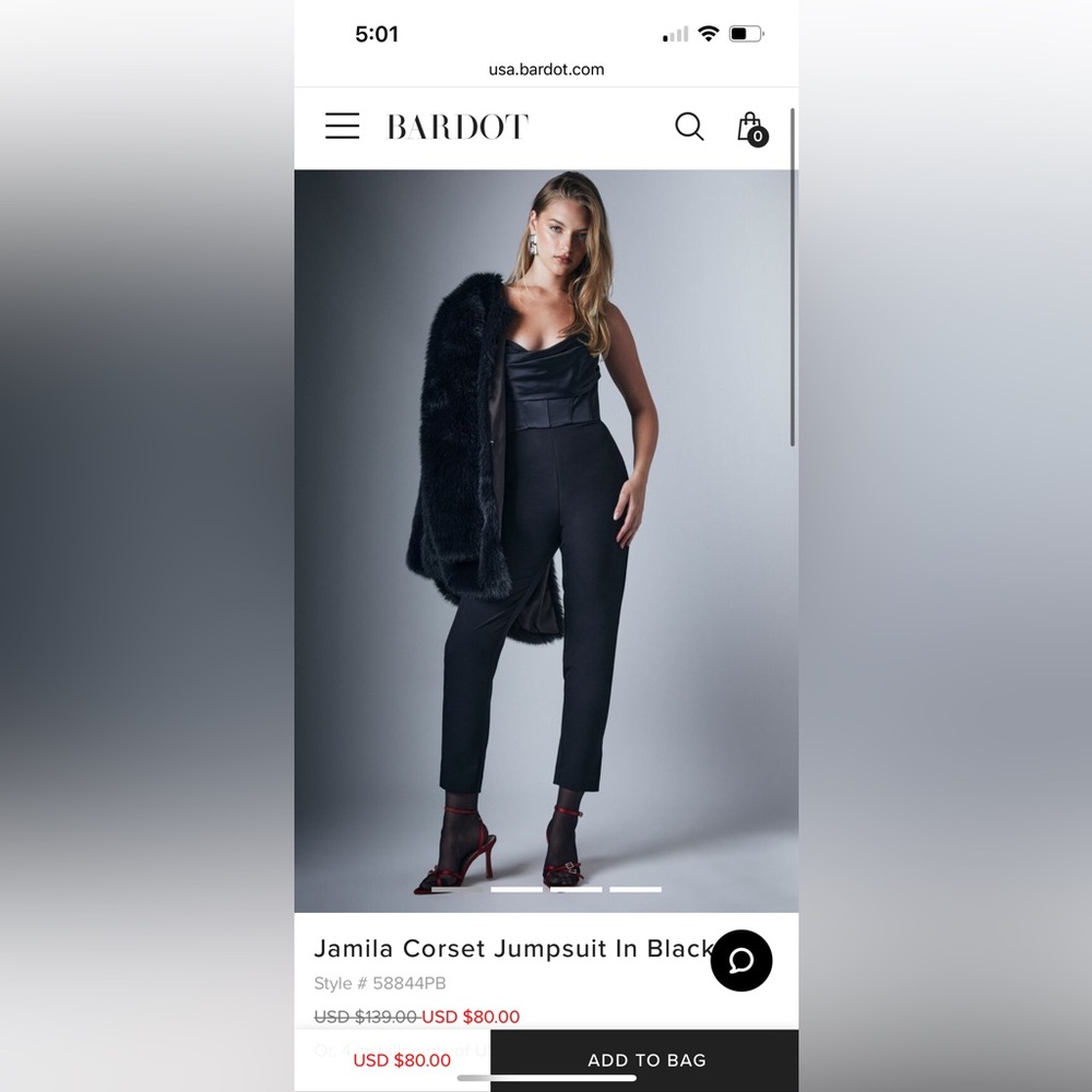 Bardot Jamila Jumpsuit - Black, Size 8